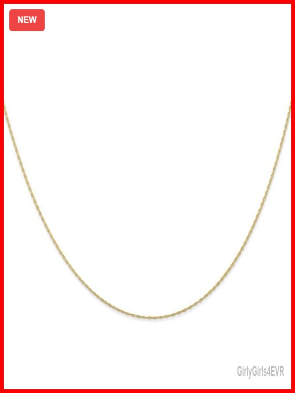 10k Yellow Gold Ultra Light Cable Rope Chain Necklace 0.4MM
